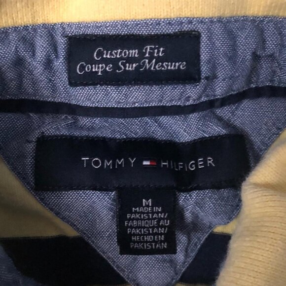 TOMMY HILFIGERS (Size M) Yellow & Blue Stripes Polo - Picture 3 of 4